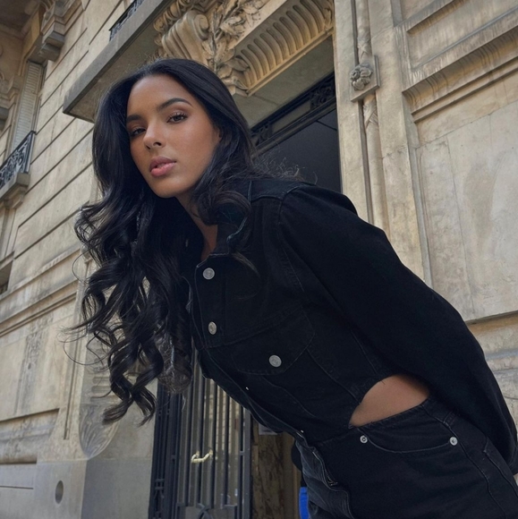 NWT * ZARA Jumpsuit Cut Out Denim Long Wide Leg - Picture 9 of 16